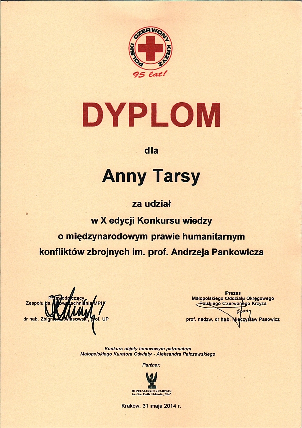 Wiceliderką Konkursu została Dominika Rówińska z klasy II.