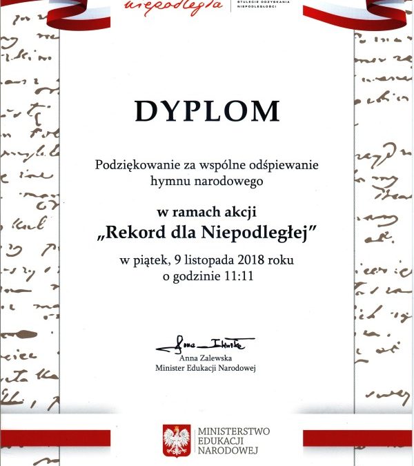 Na ręce dyrektora wpłynął dyplom – podziękowanie z Ministerstwa… – ilustracja 1